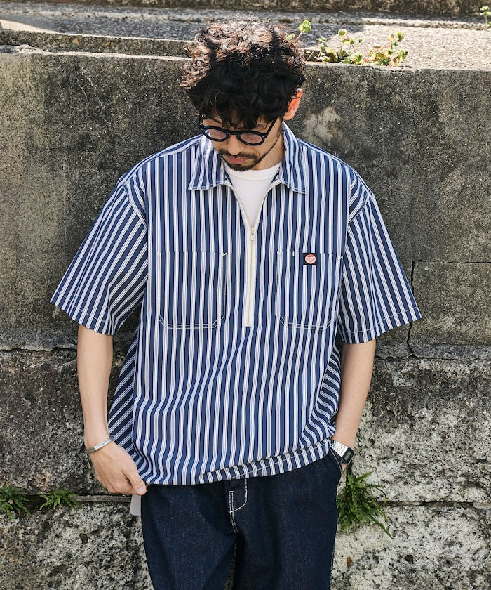 RED KAP × FREAK'S STORE / 半拉鍊雙口袋短袖工作 拉鏈半開襟衫