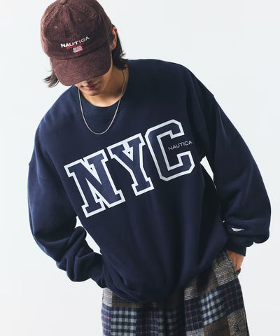 NAUTICA / 寬鬆學院LOGO 圓領衫