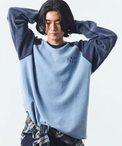 NAUTICA / NYC印花刺繡 拉克蘭袖 華夫格 長袖T恤