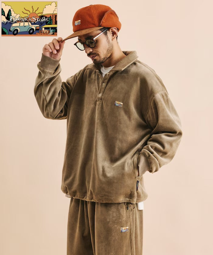 FREAK'S STORE / 寬鬆燈芯絨內刷毛 Polo衫