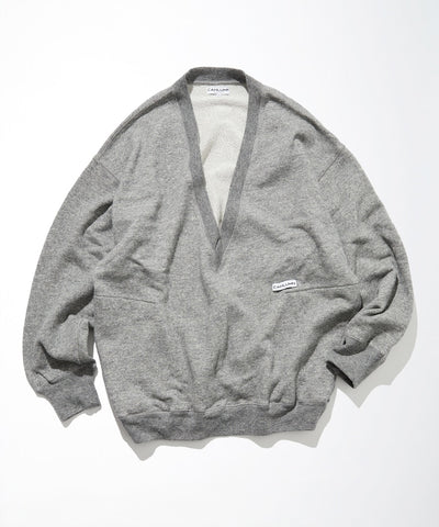 CAHLUMN Merino Wool＋Cotton Loop Back V-neck Sweatshirt / 雙材質 V領衫