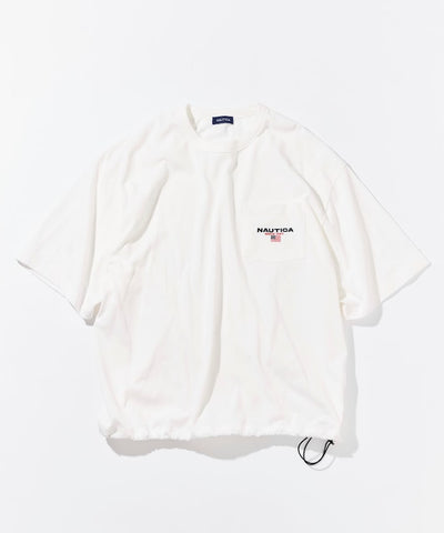 NAUTICA JP / 寬鬆剪裁 國旗刺繡 下擺抽繩 口袋T恤
