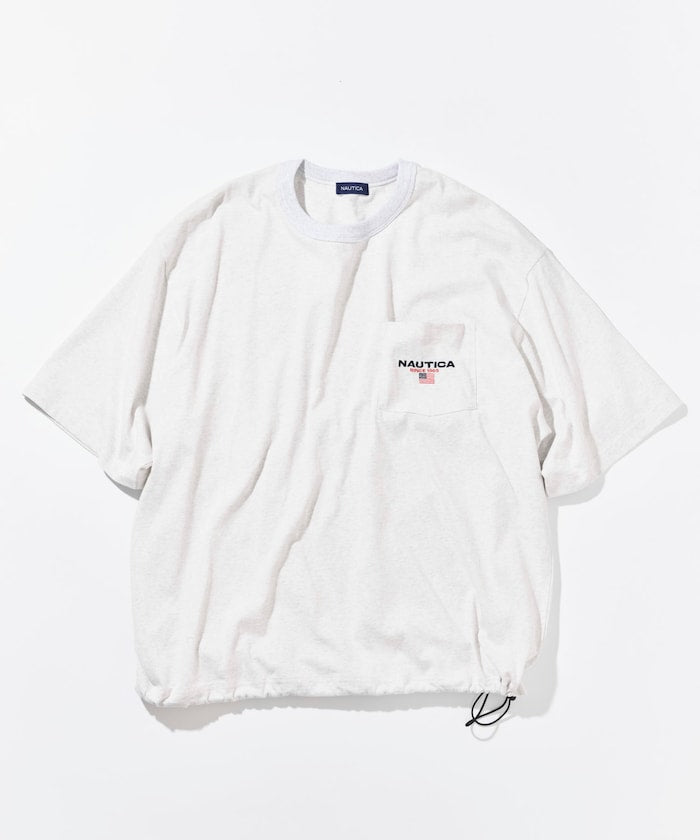 NAUTICA JP / 寬鬆剪裁 國旗刺繡 下擺抽繩 口袋T恤