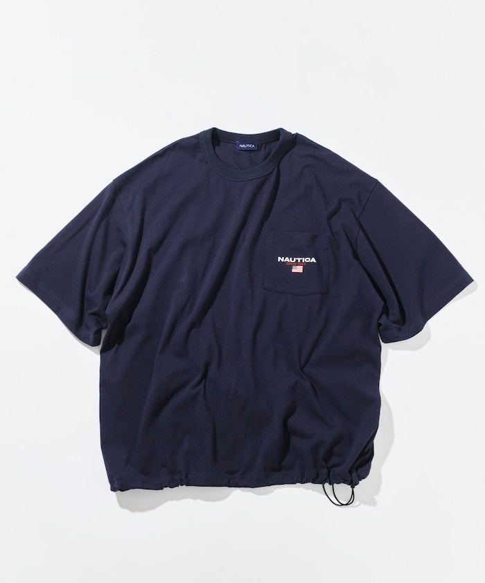 NAUTICA JP / 寬鬆剪裁 國旗刺繡 下擺抽繩 口袋T恤
