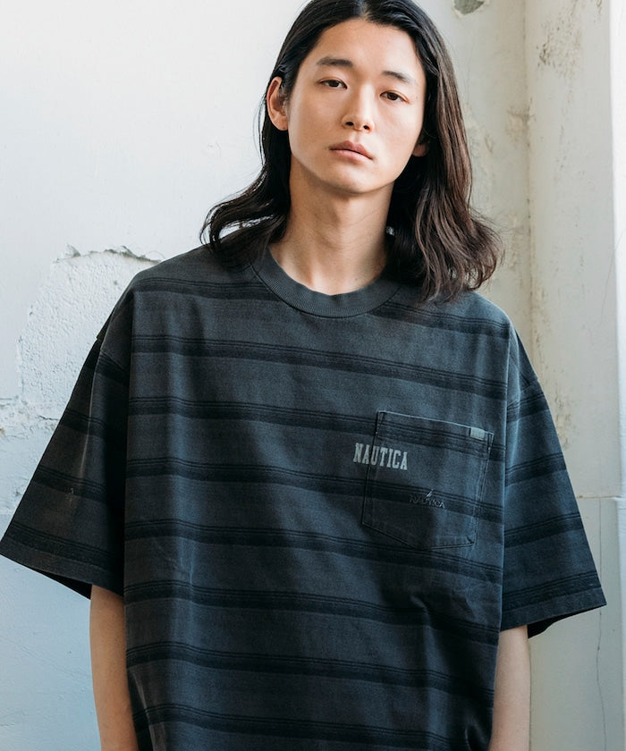 NAUTICA Garment Pigment Dyed Hidden Logo Multi Border S/S Tee / 條紋短袖T恤