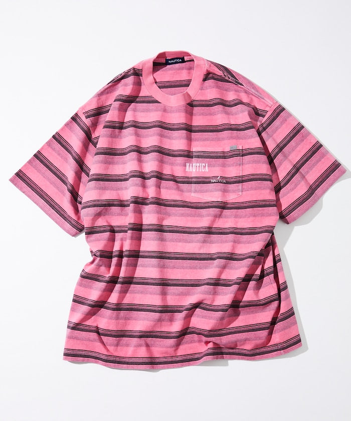 NAUTICA Garment Pigment Dyed Hidden Logo Multi Border S/S Tee / 條紋短袖T恤