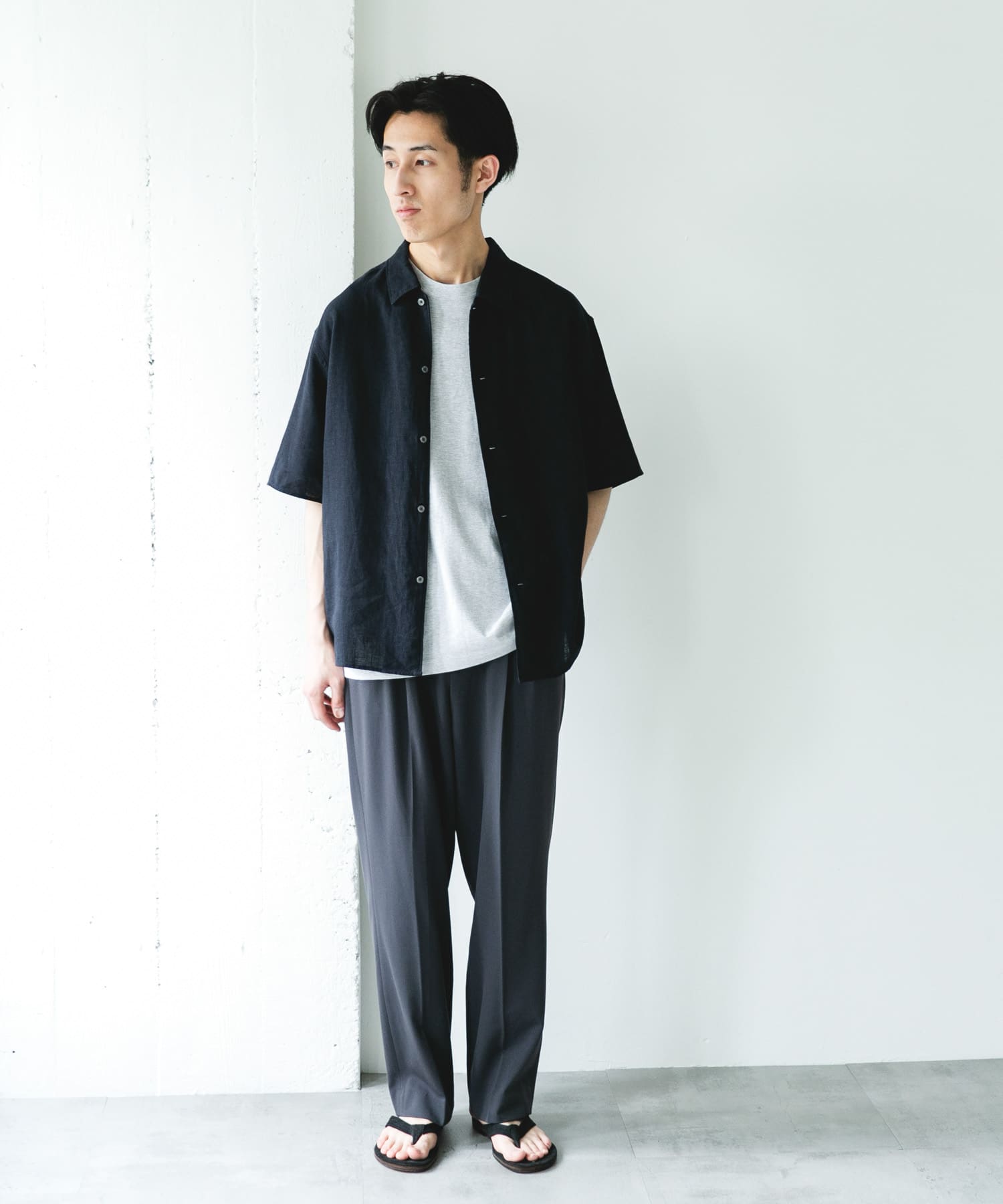 URBAN RESEARCH  DOORS / 機能混紡亞麻 短袖襯衫