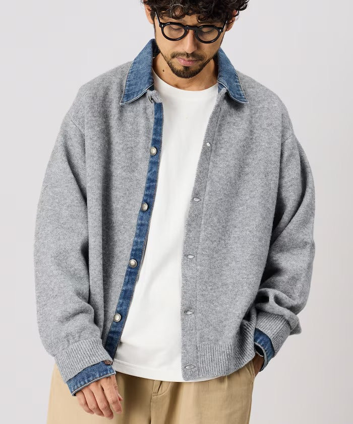 FREAK'S STORE / 牛仔拼接針織開襟衫