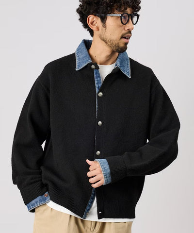 FREAK'S STORE / 牛仔拼接針織開襟衫