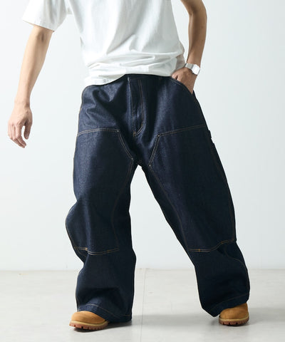 NAUTICA JP / 弧形剪裁 雙膝工裝牛仔長褲