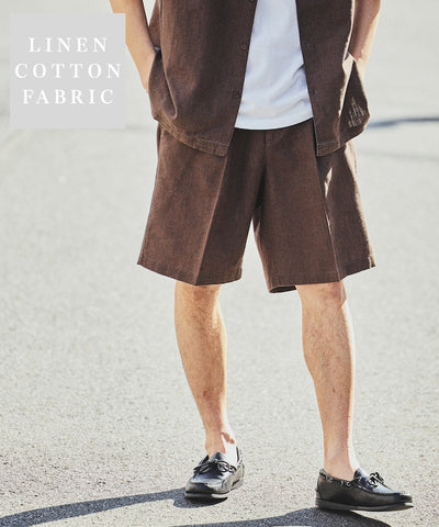 FREAK’S STORE LINEN COTTON EASY SHORT PANTS / 亞麻棉質雙褶鬆緊短褲