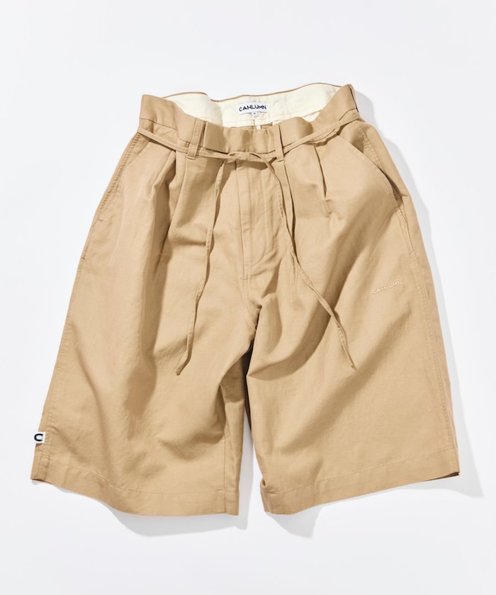 CAHLUMN Cotton Linen 2 Tuck Chino Shorts / 棉麻雙摺錐形短褲