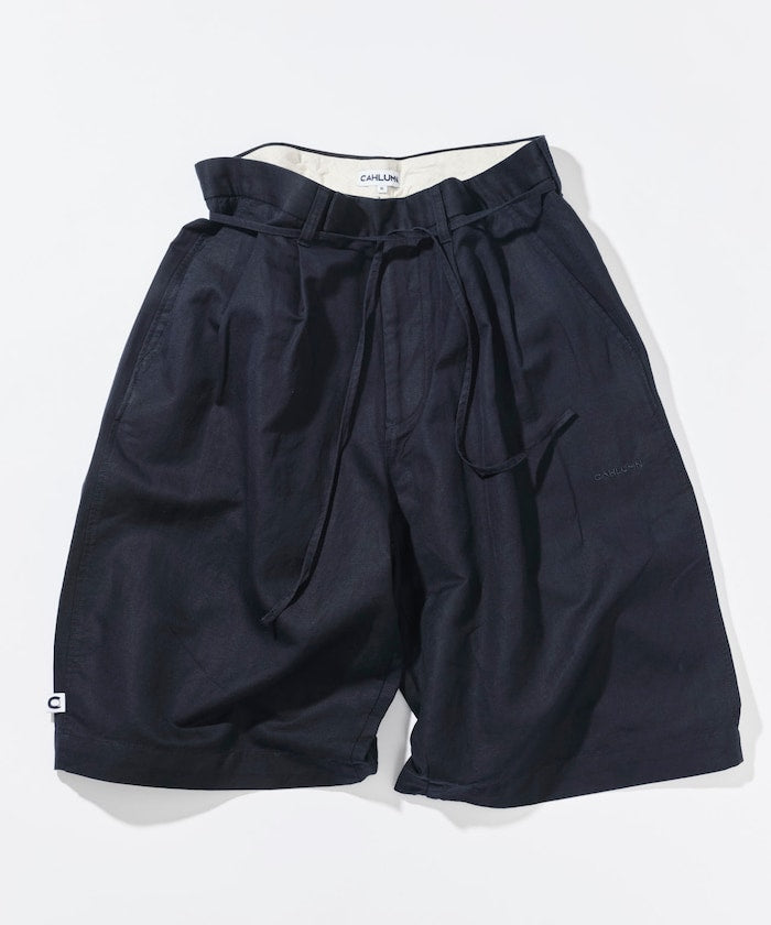 CAHLUMN Cotton Linen 2 Tuck Chino Shorts / 棉麻雙摺錐形短褲