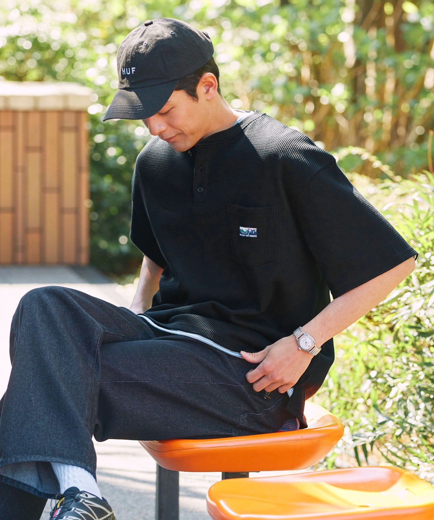THE CRAFT CREW / 重磅華夫格亨利 口袋短袖T恤