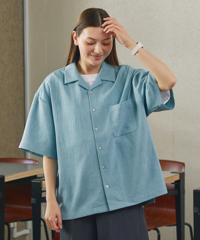 THE CRAFT CREW PRODUCTS / 乾爽機能 亞麻感開領短袖襯衫