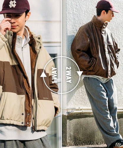 NAUTICA / 異材質雙面穿短版中綿外套