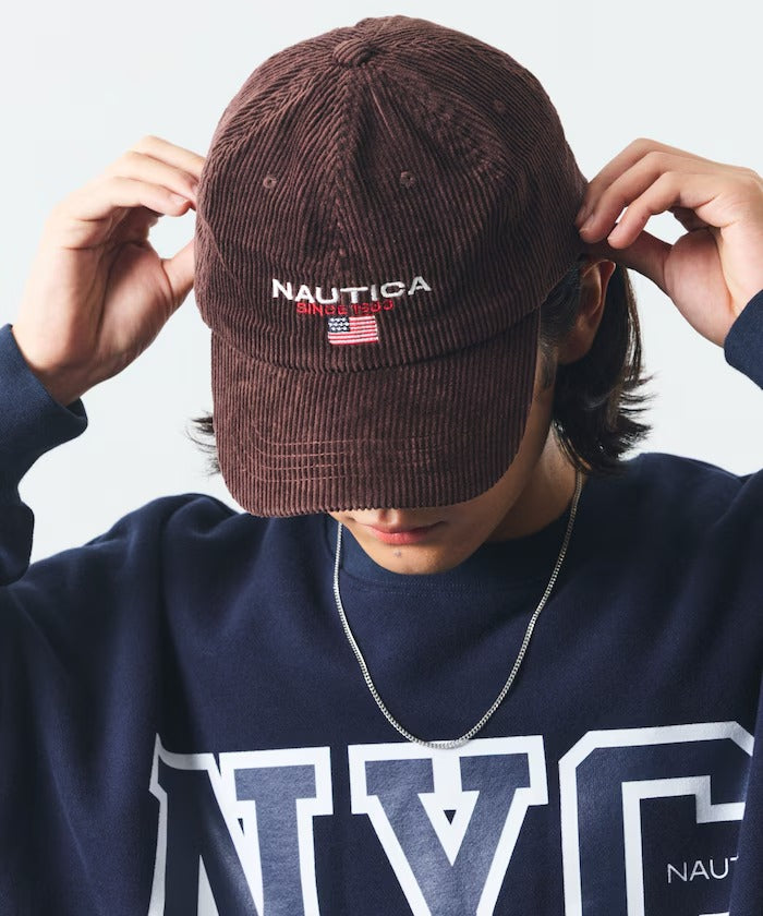 NAUTICA / 旗幟標誌刺繡燈芯絨棒球帽