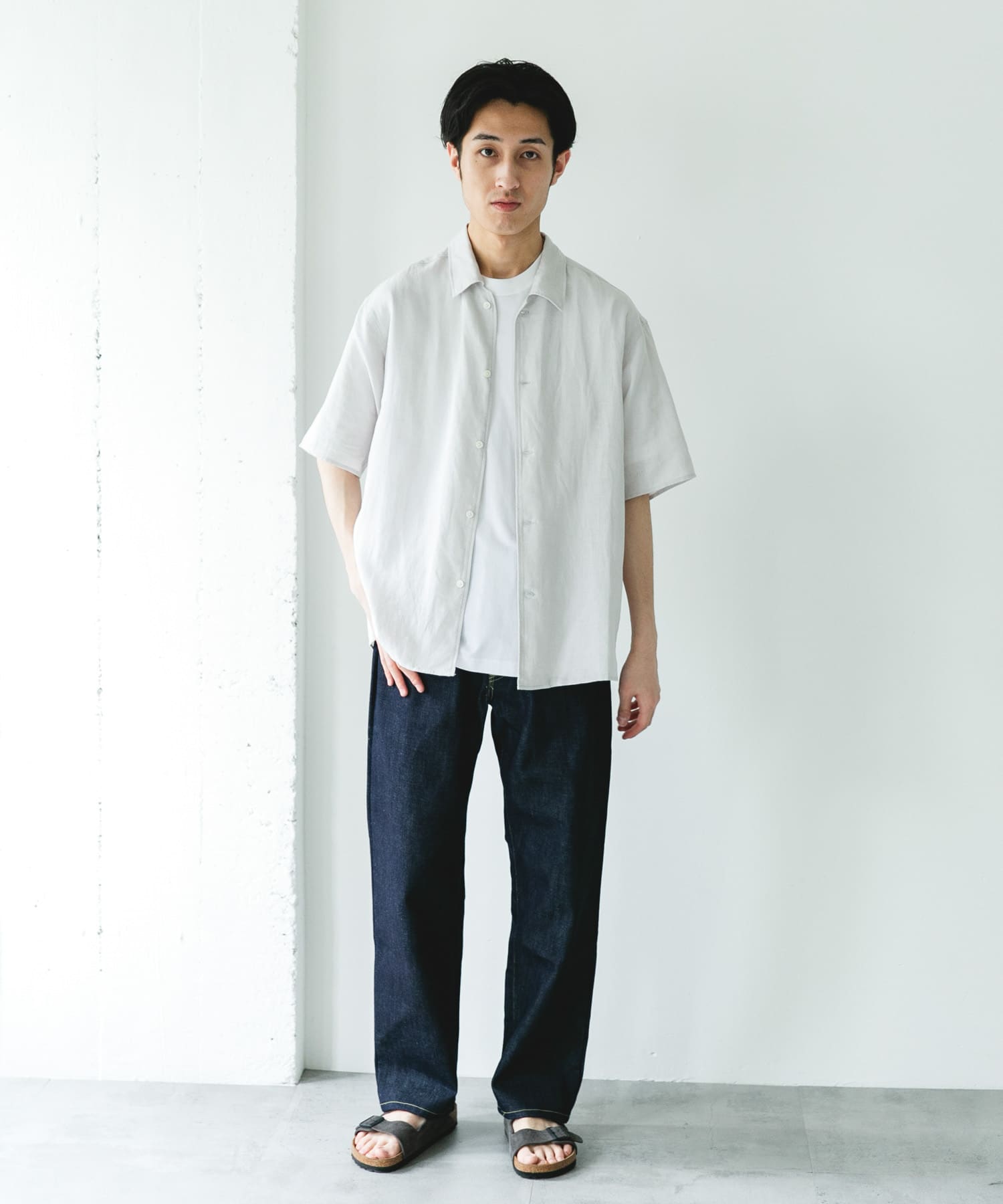 URBAN RESEARCH  DOORS / 機能混紡亞麻 短袖襯衫