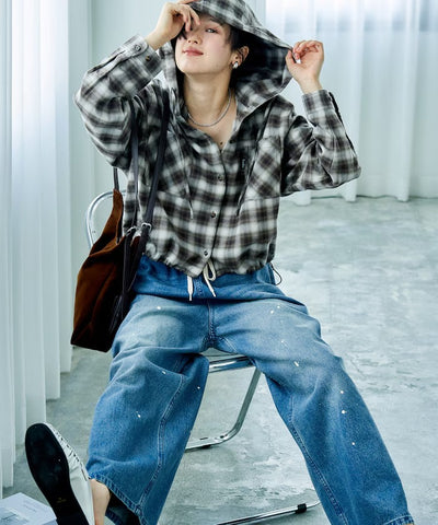 Foxfire × FREAK'S STORE／女裝 連帽格紋法蘭絨襯衫（日本聯名限定）
