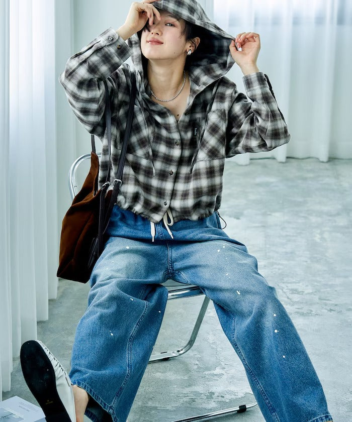 Foxfire × FREAK'S STORE／女裝 連帽格紋法蘭絨襯衫（日本聯名限定）