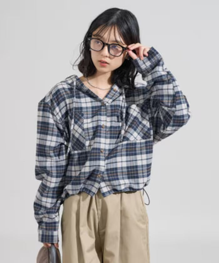 Foxfire × FREAK'S STORE／女裝 連帽格紋法蘭絨襯衫（日本聯名限定）