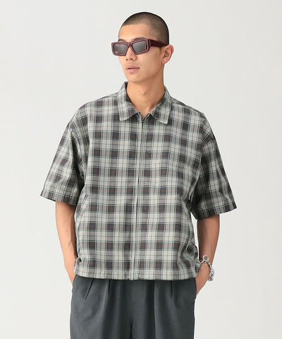 BEAMS Check Zip Up Shirt / 短版格紋拉鍊襯衫外套