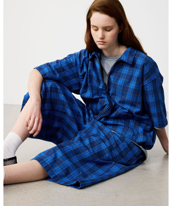 BEAMS Check Zip Up Shirt / 短版格紋拉鍊襯衫外套