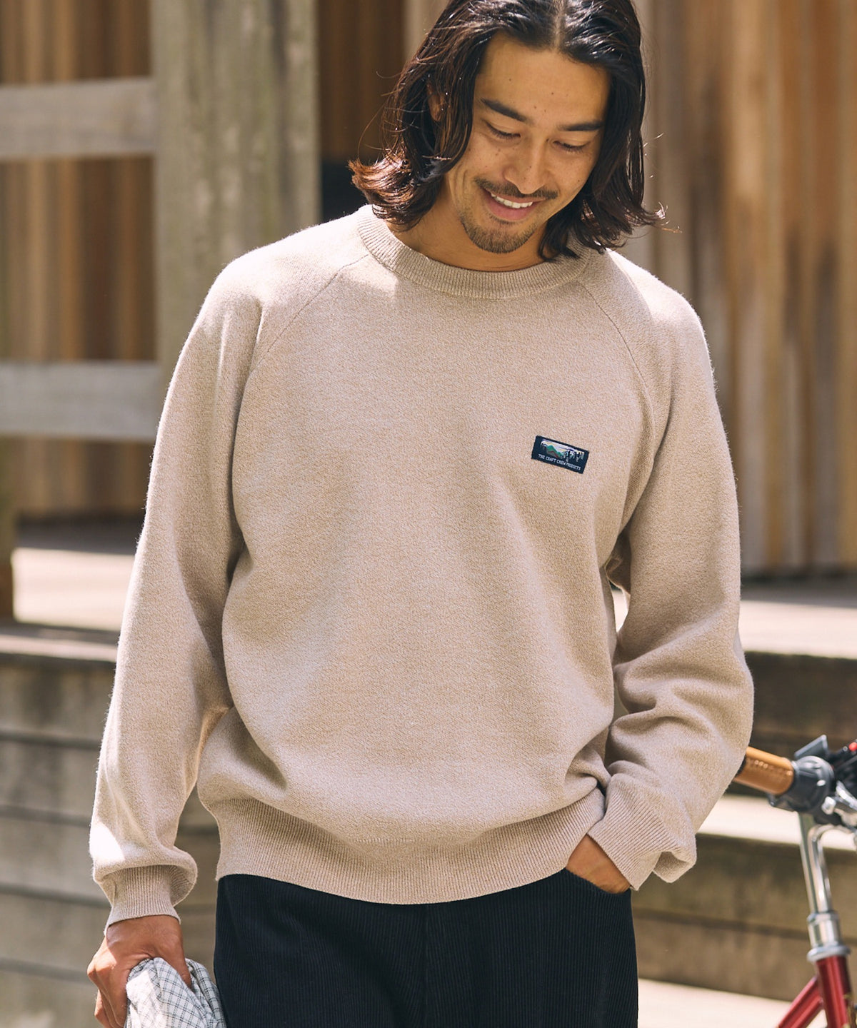 THE CRAFT CREW PRODUCTS / 厚磅 插肩袖 圓領針織衫（靜電防止．可機洗）