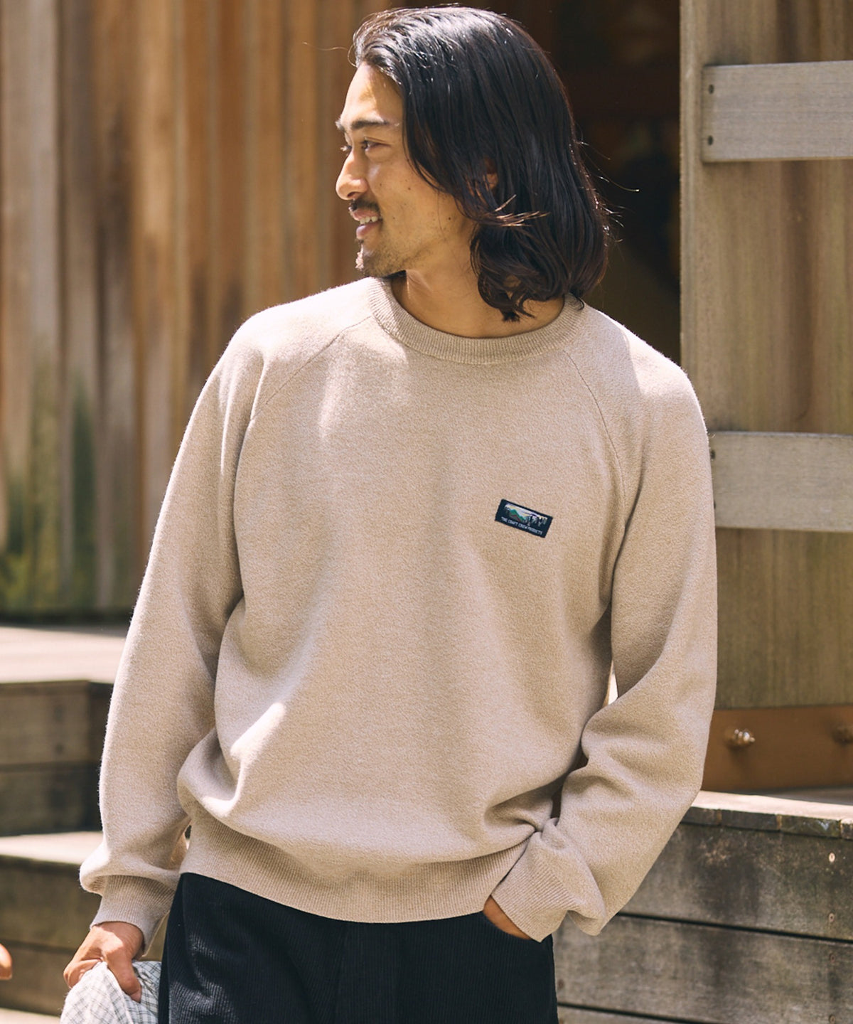 THE CRAFT CREW PRODUCTS / 厚磅 插肩袖 圓領針織衫（靜電防止．可機洗）