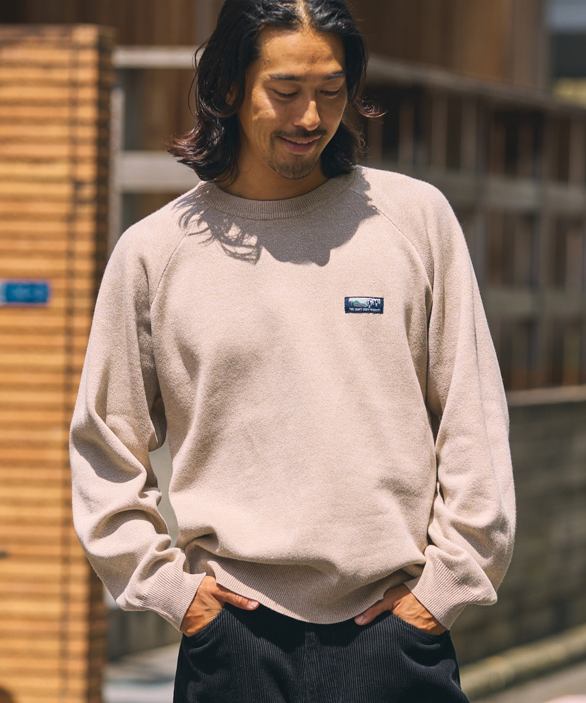 THE CRAFT CREW PRODUCTS / 厚磅 插肩袖 圓領針織衫（靜電防止．可機洗）