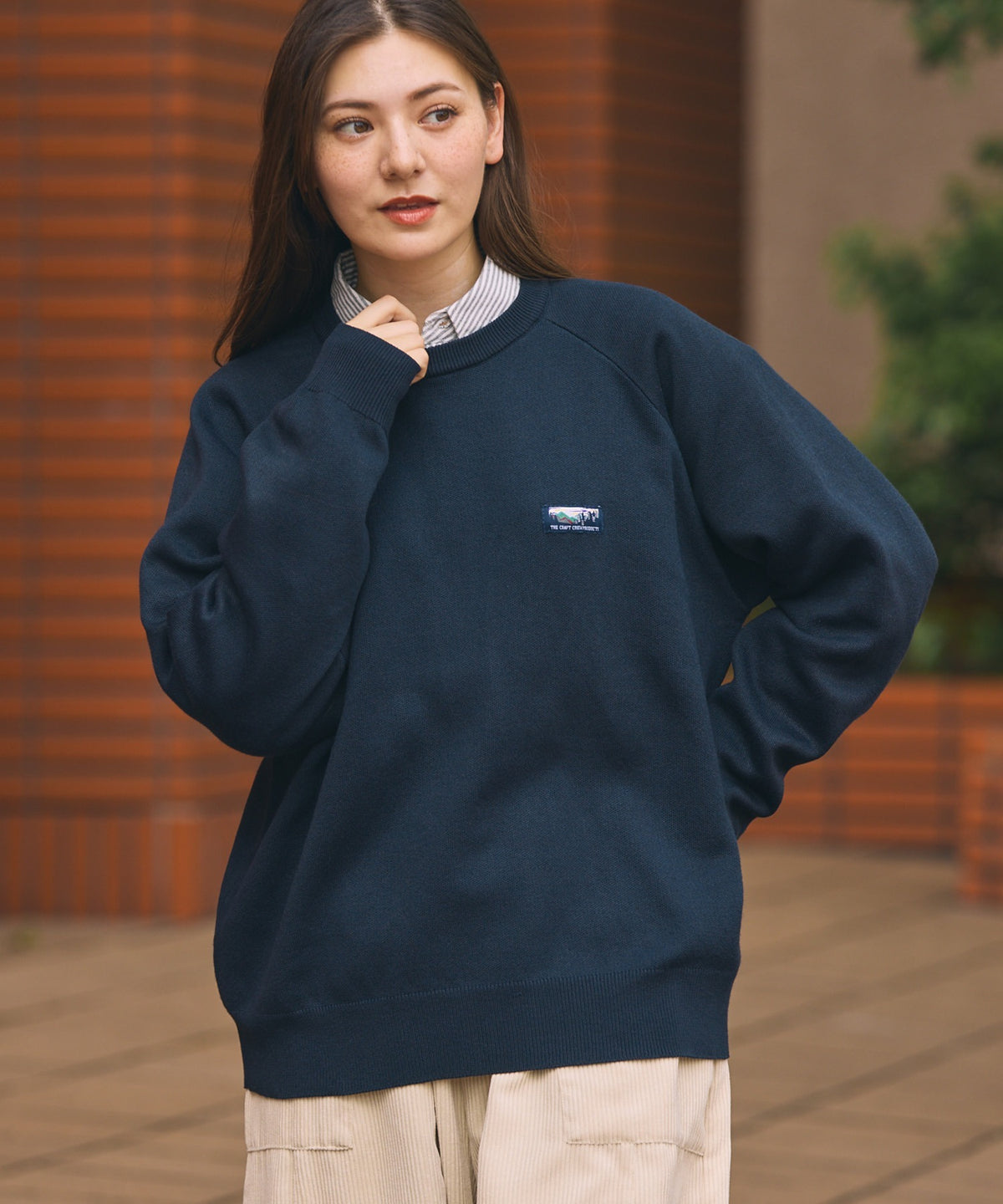 THE CRAFT CREW PRODUCTS / 厚磅 插肩袖 圓領針織衫（靜電防止．可機洗）
