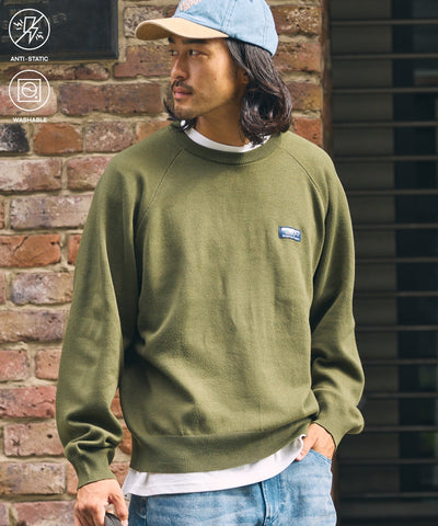 THE CRAFT CREW PRODUCTS / 厚磅 插肩袖 圓領針織衫（靜電防止．可機洗）