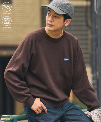 THE CRAFT CREW PRODUCTS / 厚磅 插肩袖 圓領針織衫（靜電防止．可機洗）