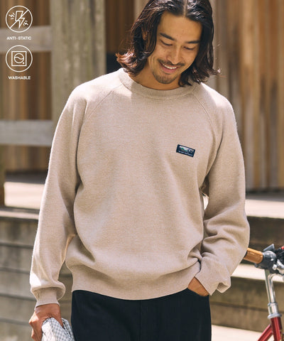 THE CRAFT CREW PRODUCTS / 厚磅 插肩袖 圓領針織衫（靜電防止．可機洗）