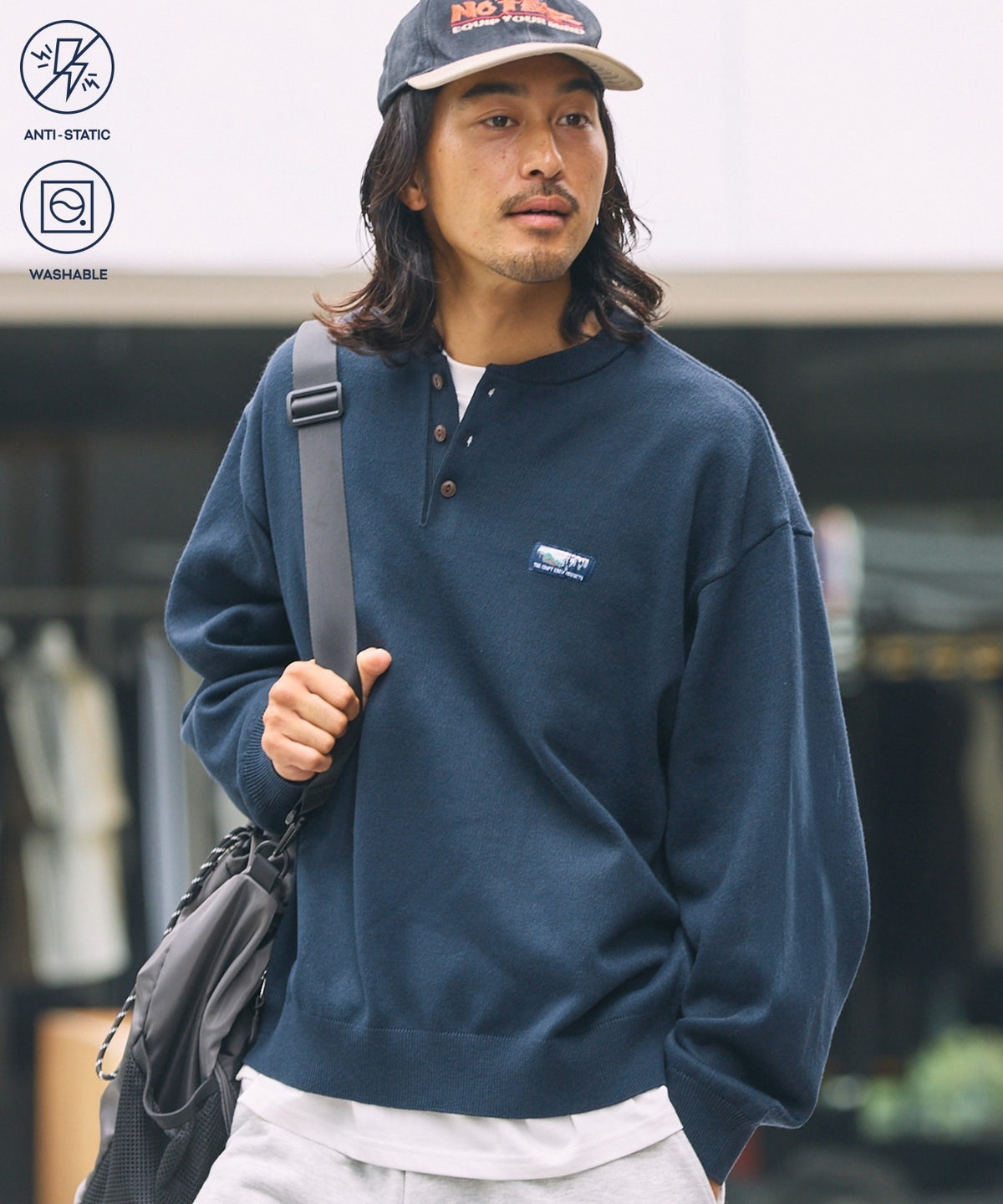 THE CRAFT CREW PRODUCTS / 厚磅亨利領寬版羅紋針織衫（可機洗抗靜電）