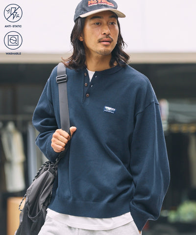 THE CRAFT CREW PRODUCTS / 厚磅亨利領寬版羅紋針織衫（可機洗抗靜電）