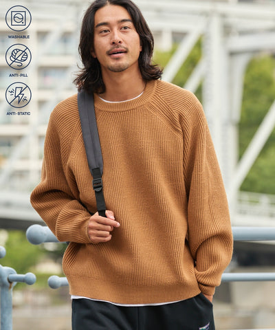 THE CRAFT CREW PRODUCTS / 寬版圓領羅紋針織衫（可機洗抗起球）