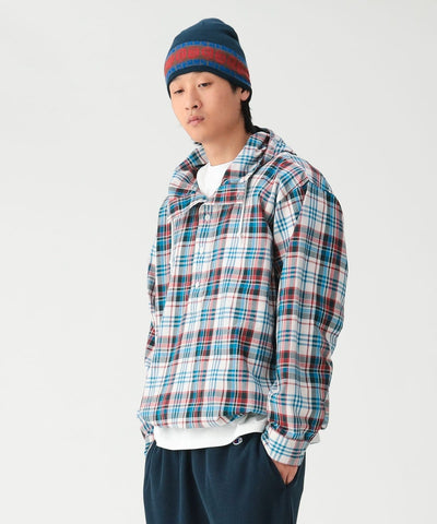 BEAMS / 反光格紋連帽襯衫