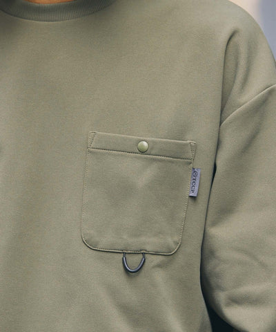 THE CRAFT CREW PRODUCTS / 四向彈性機能 圓領口袋長T恤（抽繩下擺）
