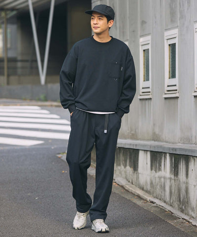 THE CRAFT CREW PRODUCTS / 四向彈性機能 圓領口袋長T恤（抽繩下擺）