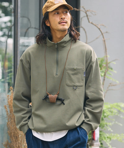THE CRAFT CREW PRODUCTS / 四向彈性機能 半拉鍊長袖T恤（抽繩下擺）