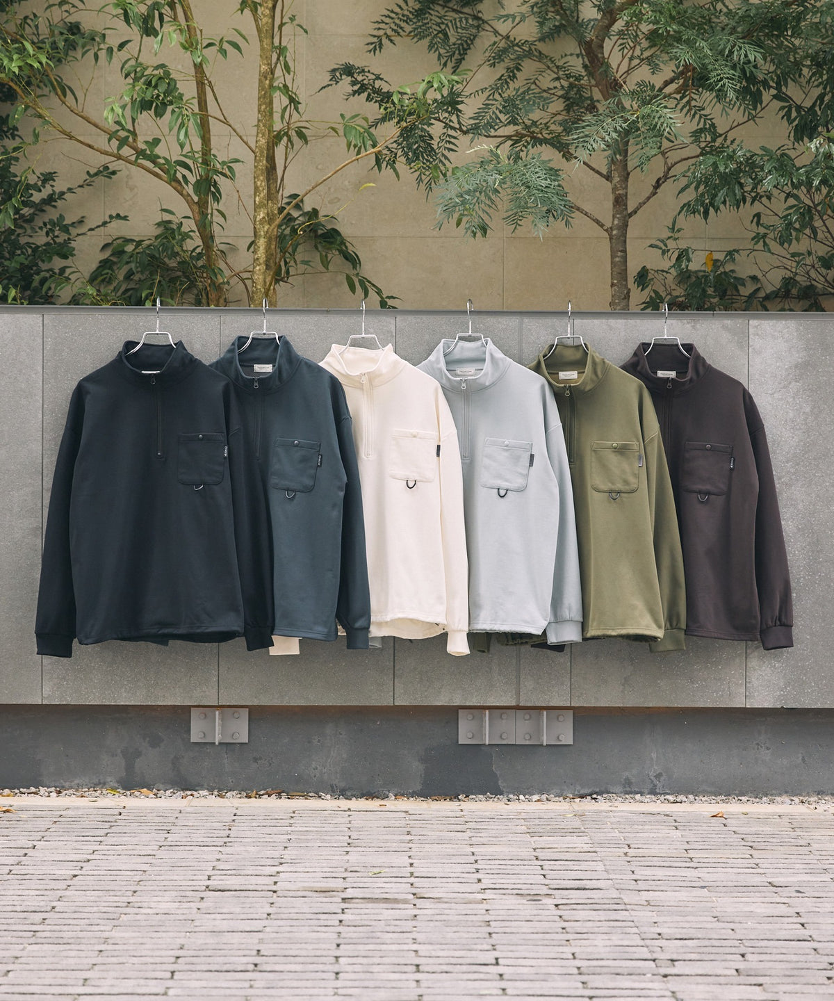 THE CRAFT CREW PRODUCTS / 四向彈性機能 半拉鍊長袖T恤（抽繩下擺）
