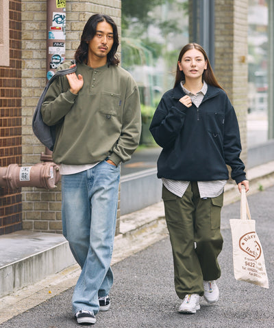 THE CRAFT CREW PRODUCTS / 四向彈性機能 半拉鍊長袖T恤（抽繩下擺）