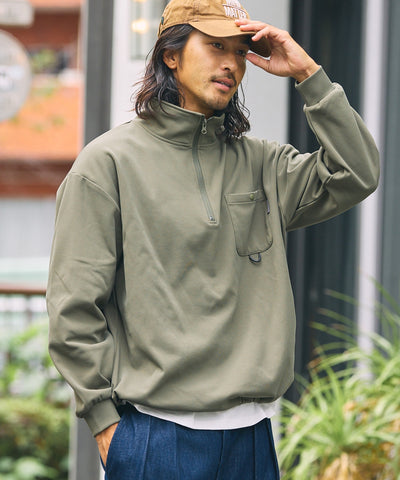 THE CRAFT CREW PRODUCTS / 四向彈性機能 半拉鍊長袖T恤（抽繩下擺）