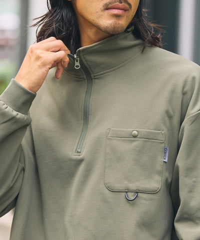 THE CRAFT CREW PRODUCTS / 四向彈性機能 半拉鍊長袖T恤（抽繩下擺）
