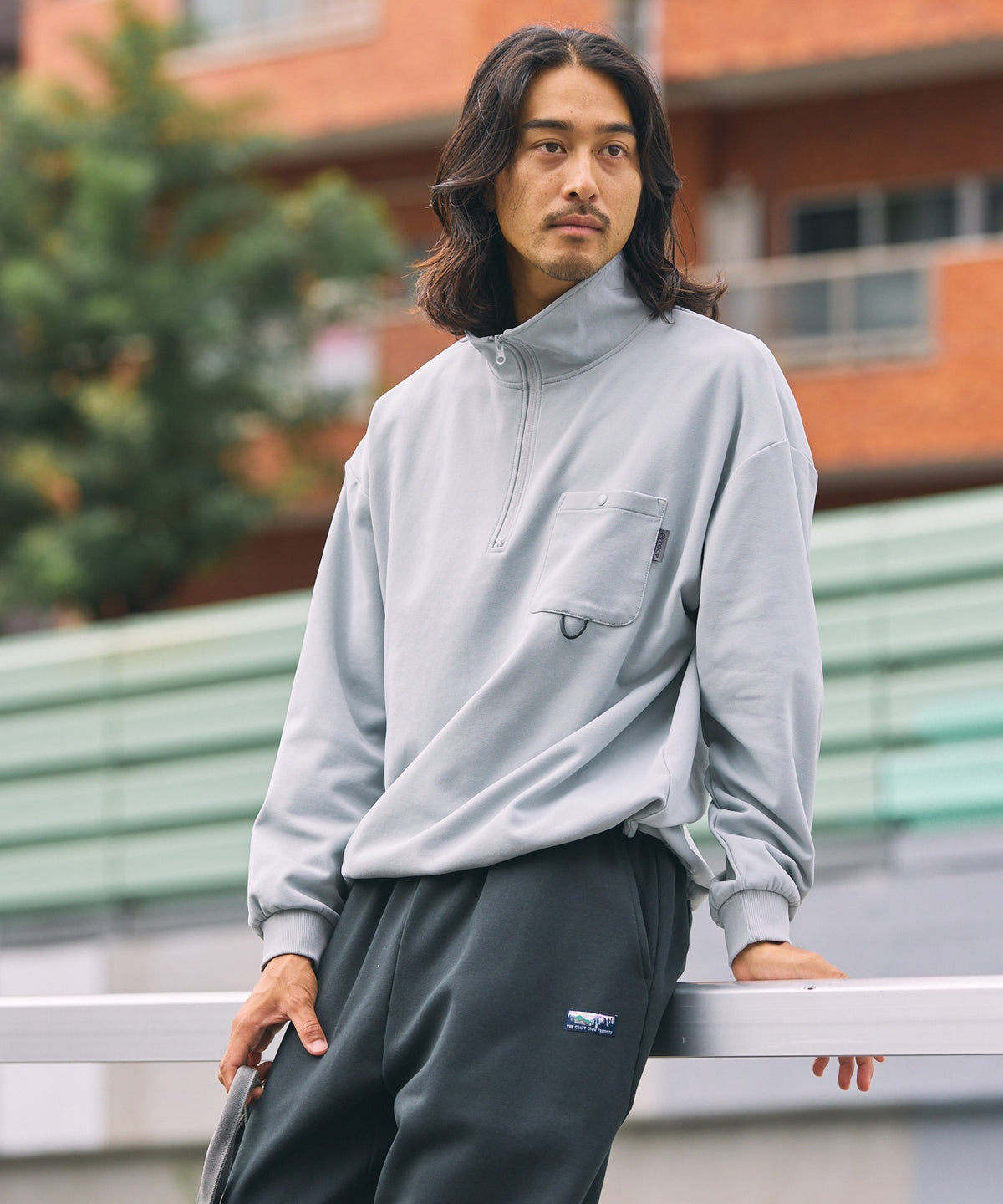 THE CRAFT CREW PRODUCTS / 四向彈性機能 半拉鍊長袖T恤（抽繩下擺）