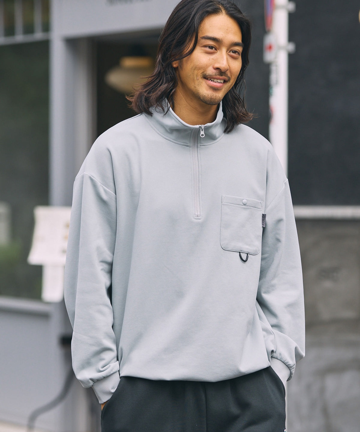 THE CRAFT CREW PRODUCTS / 四向彈性機能 半拉鍊長袖T恤（抽繩下擺）