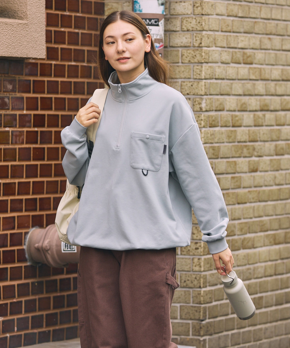 THE CRAFT CREW PRODUCTS / 四向彈性機能 半拉鍊長袖T恤（抽繩下擺）