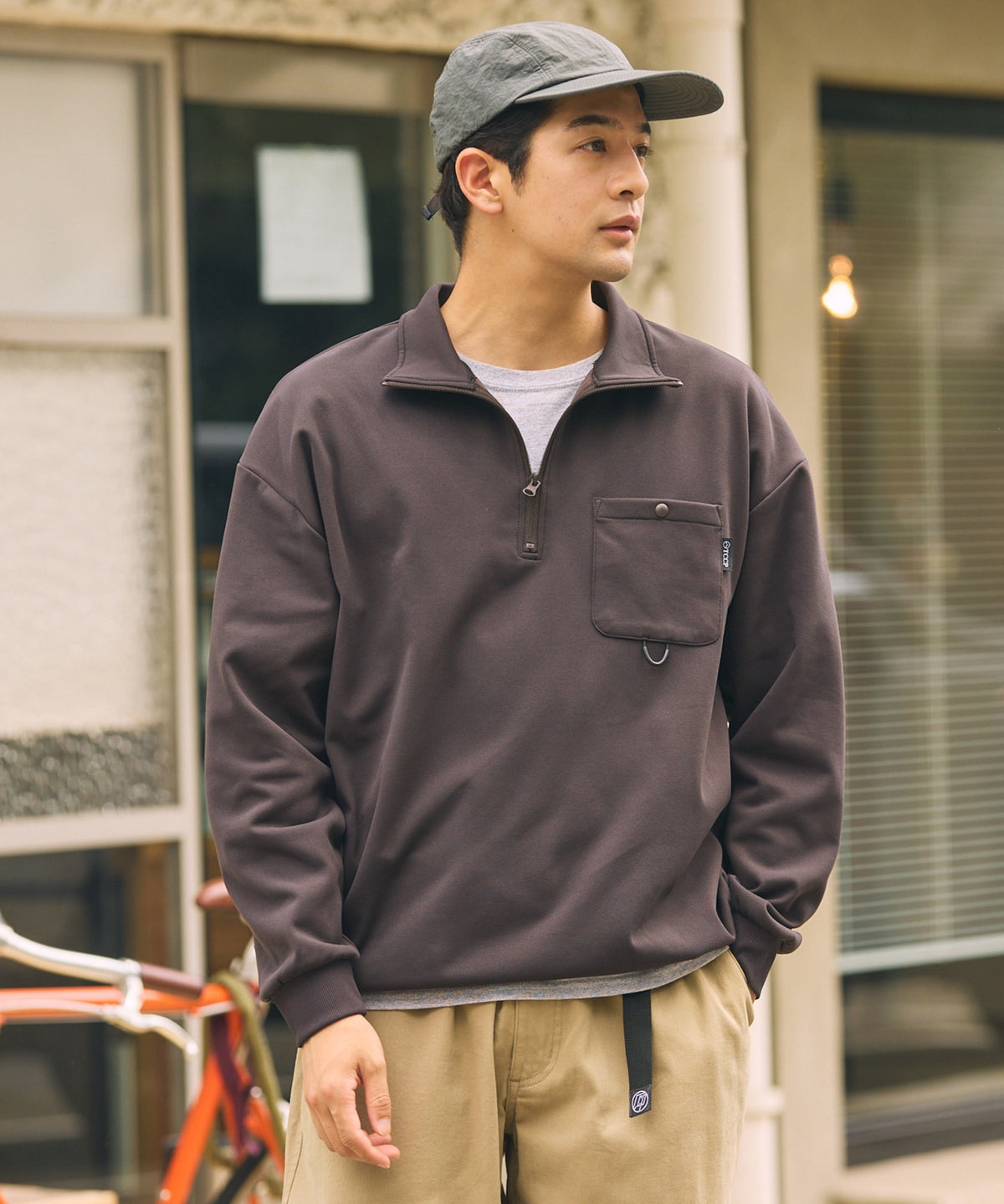 THE CRAFT CREW PRODUCTS / 四向彈性機能 半拉鍊長袖T恤（抽繩下擺）
