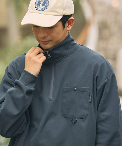 THE CRAFT CREW PRODUCTS / 四向彈性機能 半拉鍊長袖T恤（抽繩下擺）